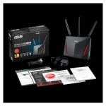 ASUS RT-AC86U router inalámbrico con Gigabit Ethernet y doble banda (2,4 GHz / 5 GHz), SKU: 90IG0401-BM3000, en color negro