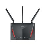 ASUS RT-AC86U router inalámbrico con Gigabit Ethernet y doble banda (2,4 GHz / 5 GHz), SKU: 90IG0401-BM3000, en color negro