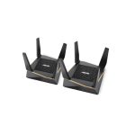 Imagen del ASUS AiMesh AX6100, un router inalámbrico Gigabit Ethernet Tribanda (2,4 GHz/5 GHz/5 GHz) en color negro con SKU 90IG04P0-MO3020