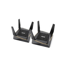 Imagen del ASUS AiMesh AX6100, un router inalámbrico Gigabit Ethernet Tribanda (2,4 GHz/5 GHz/5 GHz) en color negro con SKU 90IG04P0-MO3020