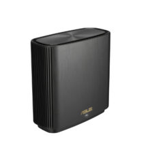 Router inalámbrico ASUS ZenWiFi AX (XT8) tribanda con frecuencias de 2,4 GHz y 5 GHz en color negro. SKU: 90IG0590-MO3G50
