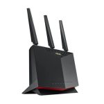 Enrutador ASUS RT-AX86U negro con tecnología WiFi 6, ideal para alta velocidad y conectividad estable, SKU 90IG05F1-MO3G10