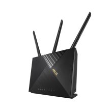 Router ASUS 4G-AX56 inalámbrico de doble banda (2,4 GHz / 5 GHz) con Gigabit Ethernet, en color negro. SKU 90IG06G0-MO3110