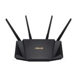 Router ASUS RT-AX58U inalámbrico Gigabit Ethernet de doble banda en color negro, con frecuencias de 2.4 GHz y 5 GHz, SKU 90IG06Q0-MO3B00