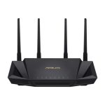 Router ASUS RT-AX58U inalámbrico Gigabit Ethernet de doble banda en color negro, con frecuencias de 2.4 GHz y 5 GHz, SKU 90IG06Q0-MO3B00