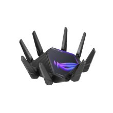 Router ASUS ROG Rapture modelo GT-AXE16000, Tribanda con frecuencias de 2.4 GHz, 5 GHz y 6 GHz, color negro y soporte para 10 Gigabit Ethernet, SKU GT-AXE16000