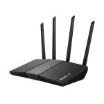 Imagen del ASUS Router RT-AX57 de doble banda con frecuencias de 2.4 GHz y 5 GHz en color negro, SKU RT-AX57
