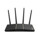 Imagen del ASUS Router RT-AX57 de doble banda con frecuencias de 2.4 GHz y 5 GHz en color negro, SKU RT-AX57
