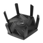 Router inalámbrico ASUS RT-AXE7800 Tribanda con frecuencias de 2.4 GHz, 5 GHz y 6 GHz en color negro, SKU RT-AXE7800