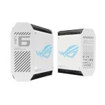 Router ASUS ROG Rapture GT6 Tribanda con Wi-Fi 6 802.11ax, frecuencia de 2.4 GHz/5 GHz/5 GHz, color blanco y 4 antenas internas. SKU: 90IG07F0-MU9A40
