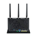 Imagen del router inalámbrico ASUS RT-AX86U Pro de doble banda, compatible con 2,4 GHz y 5 GHz, en color negro. SKU: 90IG07N0-MO3B00