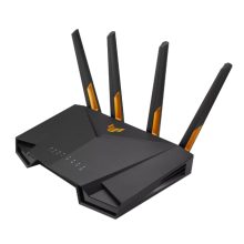 ASUS TUF-AX4200, un router inalámbrico negro de doble banda (2,4 GHz / 5 GHz) con Gigabit Ethernet, SKU 90IG07Q0-MO3100