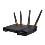 ASUS TUF-AX4200, un router inalámbrico negro de doble banda (2,4 GHz / 5 GHz) con Gigabit Ethernet, SKU 90IG07Q0-MO3100