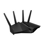 Router inalámbrico ASUS RT-AX82U con Gigabit Ethernet, doble banda 2,4 GHz y 5 GHz en color negro. SKU: 90IG07W0-MO3B10