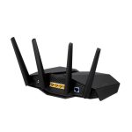 Router inalámbrico ASUS RT-AX82U con Gigabit Ethernet, doble banda 2,4 GHz y 5 GHz en color negro. SKU: 90IG07W0-MO3B10