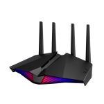 Router inalámbrico ASUS RT-AX82U con Gigabit Ethernet, doble banda 2,4 GHz y 5 GHz en color negro. SKU: 90IG07W0-MO3B10