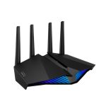 Router inalámbrico ASUS RT-AX82U con Gigabit Ethernet, doble banda 2,4 GHz y 5 GHz en color negro. SKU: 90IG07W0-MO3B10