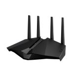 Router inalámbrico ASUS RT-AX82U con Gigabit Ethernet, doble banda 2,4 GHz y 5 GHz en color negro. SKU: 90IG07W0-MO3B10