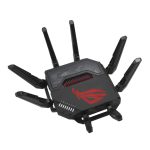 Router inalámbrico ASUS ROG Rapture GT-BE98 con 10 Gigabit Ethernet en color negro y bandas Quad (2.4 GHz, 5 GHz-1, 5 GHz-2, 6 GHz). SKU: GT-BE98