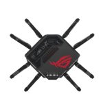 Router inalámbrico ASUS ROG Rapture GT-BE98 con 10 Gigabit Ethernet en color negro y bandas Quad (2.4 GHz, 5 GHz-1, 5 GHz-2, 6 GHz). SKU: GT-BE98