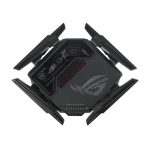 Router inalámbrico ASUS ROG Rapture GT-BE98 con 10 Gigabit Ethernet en color negro y bandas Quad (2.4 GHz, 5 GHz-1, 5 GHz-2, 6 GHz). SKU: GT-BE98