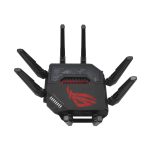 Router inalámbrico ASUS ROG Rapture GT-BE98 con 10 Gigabit Ethernet en color negro y bandas Quad (2.4 GHz, 5 GHz-1, 5 GHz-2, 6 GHz). SKU: GT-BE98