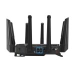 Router inalámbrico ASUS ROG Rapture GT-BE98 con 10 Gigabit Ethernet en color negro y bandas Quad (2.4 GHz, 5 GHz-1, 5 GHz-2, 6 GHz). SKU: GT-BE98