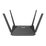 ASUS RT-AX52 AX1800 AiMesh router inalámbrico Gigabit Ethernet de doble banda (2,4 GHz / 5 GHz) en color negro. SKU: 90IG08T0-MO3H00