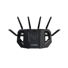 Router inalámbrico ASUS TUF Gaming BE6500 con 2.5 Gigabit Ethernet, doble banda de 2.4 GHz y 5 GHz, en color negro. SKU: TUF-BE6500