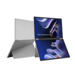 Monitor ASUS ZenScreen Duo OLED de 14 pulgadas con resolución 1920 x 1200 píxeles, SKU 90LM0AKV-B01N70. Pantalla para PC en color plata.