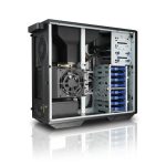 Vista frontal del ASUS Pro E800 G4 barebone en color negro, equipado con chipset Intel® C621. SKU: 90SF0111-M00540