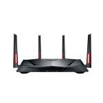 Imagen del router inalámbrico ASUS DSL-AC88U con doble banda (2.4 GHz y 5 GHz), Gigabit Ethernet y diseño en color negro. SKU: DSL-AC88U