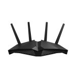 Imagen del router inalámbrico ASUS DSL-AX82U con Gigabit Ethernet, doble banda de 2,4 GHz y 5 GHz en color negro. SKU: DSL-AX82U