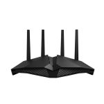 Imagen del router inalámbrico ASUS DSL-AX82U con Gigabit Ethernet, doble banda de 2,4 GHz y 5 GHz en color negro. SKU: DSL-AX82U