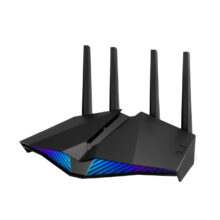 Imagen del router inalámbrico ASUS DSL-AX82U con Gigabit Ethernet, doble banda de 2,4 GHz y 5 GHz en color negro. SKU: DSL-AX82U