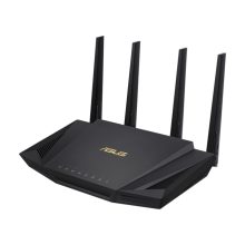 ASUS RT-AX58U router inalámbrico de doble banda (2,4 GHz / 5 GHz) en color negro, compatible con Gigabit Ethernet. SKU: RT-AX58U.