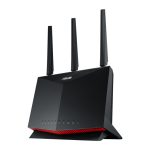 Router ASUS RT-AX86S inalámbrico con Gigabit Ethernet, doble banda de 2,4 GHz y 5 GHz en color negro. SKU: RT-AX86S