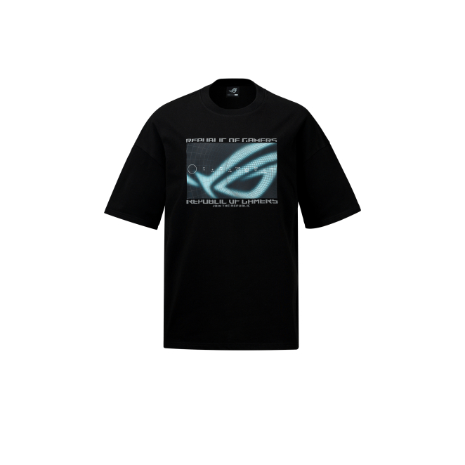 ASUS ROG Camiseta de Algodón Cosmic Wave Confortable ASUS ROG camiseta de algodón modelo Cosmic Wave en color negro, cómoda y con estampado distintivo, SKU 90GC0160-BST030