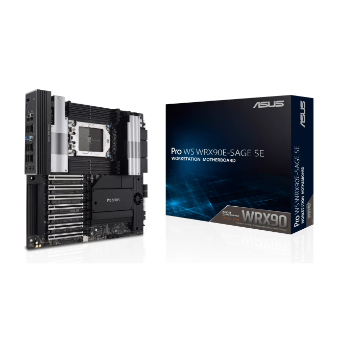 ASUS Placa Base PRO WS WRX90E-SAGE SE con Socket AMD sTR5 Imagen de la Asus PRO WS WRX90E-SAGE SE, una placa base profesional con socket AMD WRX90 y especificaciones avanzadas, SKU: 90MB1FW0-M0EAY0