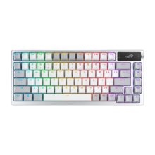 Teclado gaming ASUS ROG Azoth con conectividad RF Wireless y Bluetooth, distribución QWERTY, color blanco, SKU 90MP031A-BKSA10