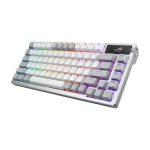 Teclado gaming ASUS ROG Azoth con conectividad RF Wireless y Bluetooth, distribución QWERTY, color blanco, SKU 90MP031A-BKSA10