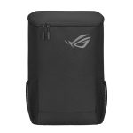 Vista de la ASUS ROG BP1800, una mochila de gaming negra fabricada en malla y poliéster, ideal para llevar portátiles. SKU: 90XB09JN-BBP020.