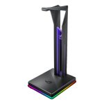 Fotografía del ASUS ROG Throne Qi, soporte inalámbrico para auriculares con iluminación RGB y carga Qi. SKU: 90YH01K0-B2EA00