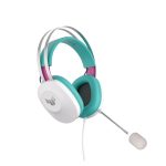 ASUS TUF Gaming H1 Gen II Hatsune Miku Edition auriculares alámbricos con diadema para juegos, conector USB tipo A, colores rosa, turquesa y blanco, SKU 90YH048B-BHUA00