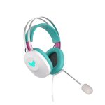 ASUS TUF Gaming H1 Gen II Hatsune Miku Edition auriculares alámbricos con diadema para juegos, conector USB tipo A, colores rosa, turquesa y blanco, SKU 90YH048B-BHUA00