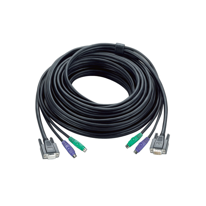 ATEN Cable KVM Negro 30m Conexión Estable Cable para video, teclado y ratón ATEN 2L-1030P, color negro y longitud de 30 metros, SKU 2L-1030P
