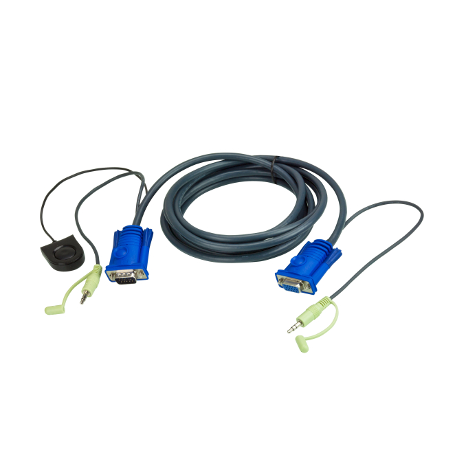 ATEN adaptador de cable de vídeo VGA 1,8 m con conector 3,5mm negro ATEN adaptador de cable de vídeo modelo 2L-5202B, 1,8 metros, con conector VGA (D-Sub) y conector 3,5mm, color negro