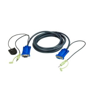 ATEN adaptador de cable de vídeo modelo 2L-5205B, longitud de 5 metros, tipo VGA (D-Sub) con conector de audio 3.5mm, color negro