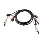 Imagen del ATEN Cable KVM HDMI USB con audio de 1,8 m, ideal para conexiones de alta calidad entre dispositivos diversos. SKU 2L-7D02UH