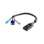 Vista del adaptador KVM VGA PS/2 de ATEN con compatibilidad de vídeo compuesto, modelo SKU KA7120-AX